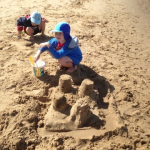 building a sandcastle