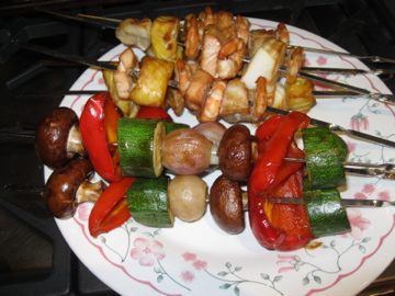 Fish and vegetable kebabs
